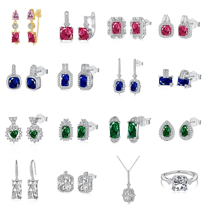 Dylam Drop Zircon Diamond 18K Gold Plated Heart Shape Stud Earring Earing Women Jewelry Pure 925 Silver Hoop Earrings for Men