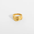New Arrival Trendy Simple 18k Gold Plated Stainless Steel Irregular Hammered Grain Band Rings YF2295