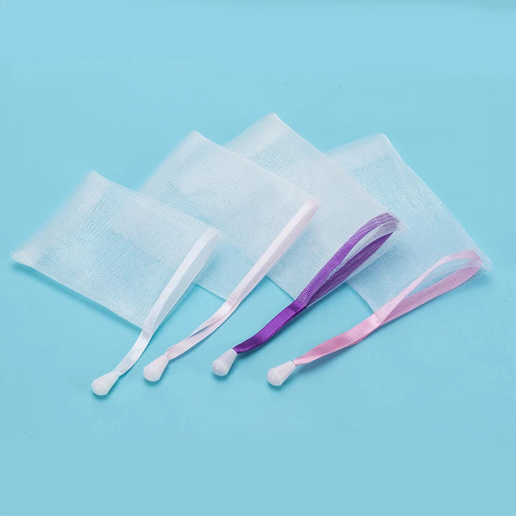 HIGH QUALITY WHOLESALE FACIAL CLEANSER SOAP BAG MESH SPONGE MULTILAYER FOAMING LATHER NET SOAP BAG