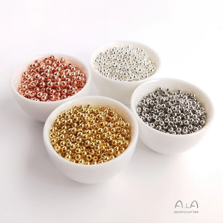 Wholesale 14K 18K Gold Plated Loose Beads Accessories Diy Handmade Silver Beaded Jewelry Materials