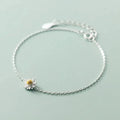 925 Sterling Silver Women Bracelet White Gold Daisy Flower Charm Bracelets Jewelry for Gifts