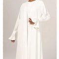 Custom Elegant Open Abaya Longsleeve Dress Set Breathable Plus Size Inner Dress for Muslim Women