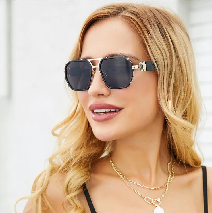New European and American Steampunk Sunglasses Female tide Double Beam Sunglasses Men Glasses Wholesale Sunglasses