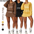 RUIQUWIN Wholesale Custom Sport Tops Tracksuit Outdoor Running Tennis Skirt Fitness Loose Casual Gym Fitness Women's Hoodies