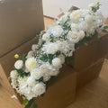 Customized Flower Runner Wedding Table Flower Arrangement White Flower Row for Decoration