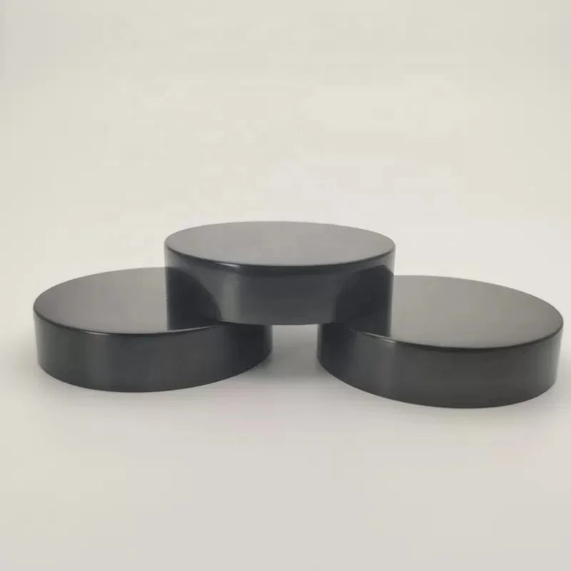 48mm 48-400 Black White Ribbed Screw on Cap with HIS Liner Smooth Surface Wide Mouth Screw Cap for Cream Bottle