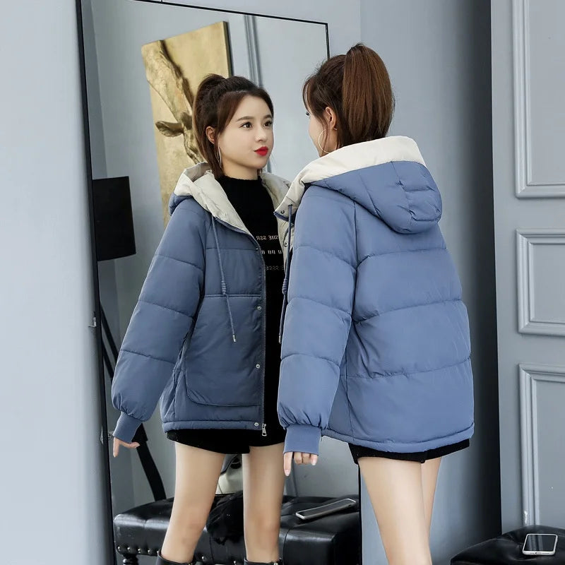 2023 New Thicken Warm Cotton Padded Parka Female Outwear Women's Coats Winter Parkas Jacket Fashion Hooded Bread Service Jackets