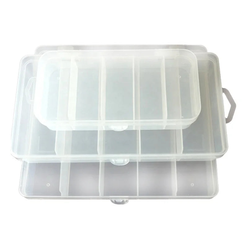 High Transparency 5-Compartment Plastic Storage Box Clear PP Lid for Organizing Small Items for Lake and River Storage