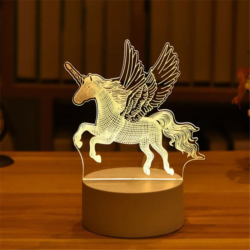Gift 3d Illusion Led Lamps Creative Bedroom Led Small Night Light 3d Cartoon Kids Usb Bedside Table Lamp Night Light Base