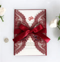 European Style Customized Invitation Design Burgundy Wedding Cards Invitation Laser Cut Business Card
