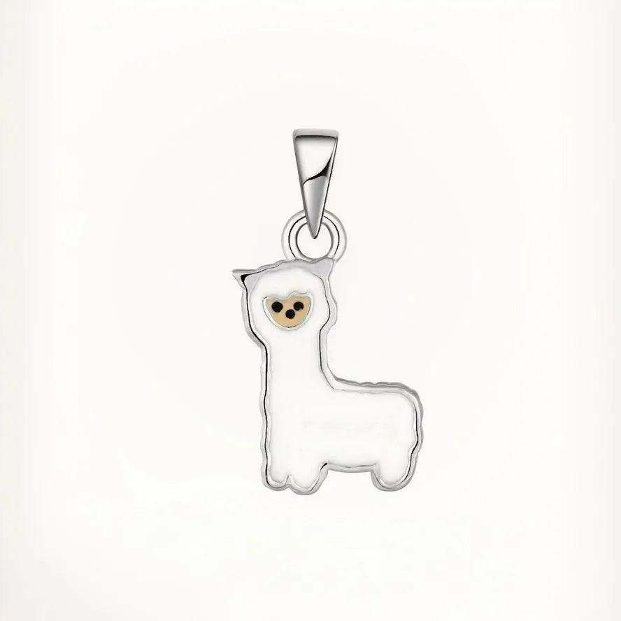 Hypoallergenic Rhodium Plated Children's Sterling 925 Silver Alpaca Enamel Animal Kids Pendants Jewelry