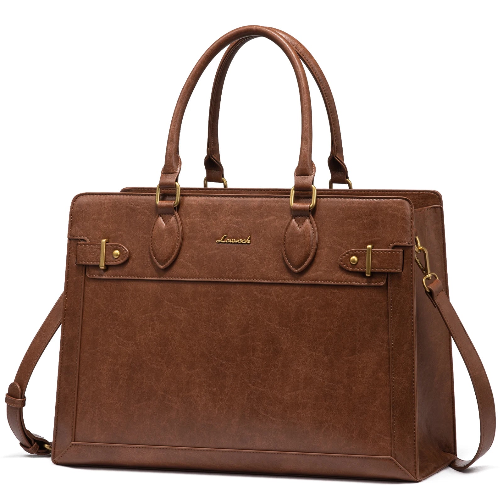 LOVEVOOK 15.6 17 Inch Laptop Handbags for Office Ladies Large Leather Tote Work Bag Women Waterproof Business Computer Briefcase
