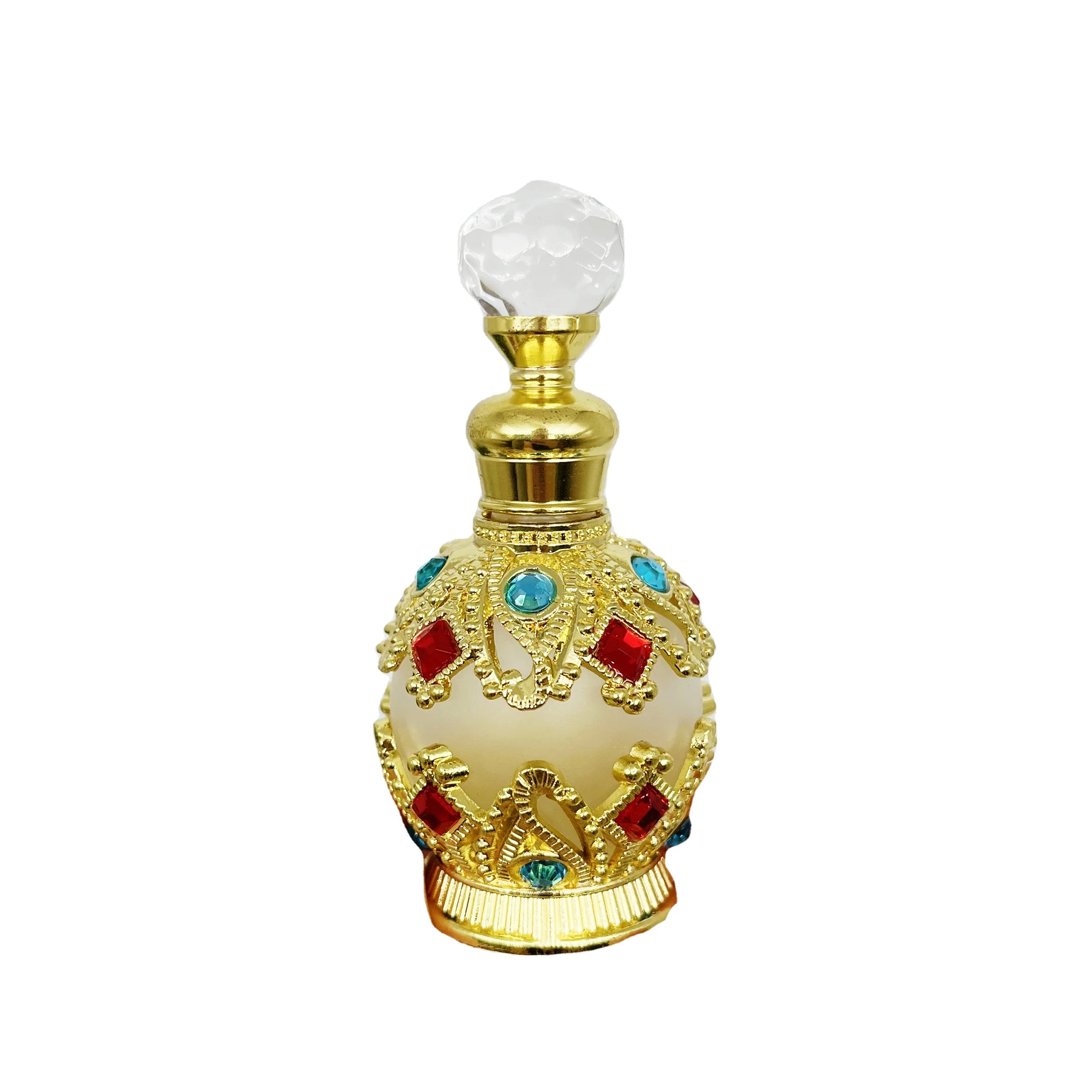 Luxury Custom Embossed Dubai Arabian Perfume Bottle 15ml Glass Bottle Spray Pumpwith Metal Dropper Oil Bottles