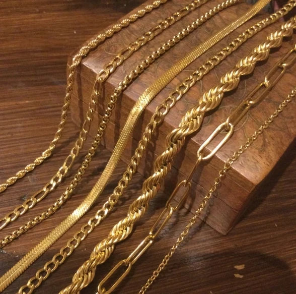 18K PVD Gold Plated Chains Necklace Bracelet Handmade Personalized DIY Jewelry  Stainless Steel Waterproof Hypoallergenic