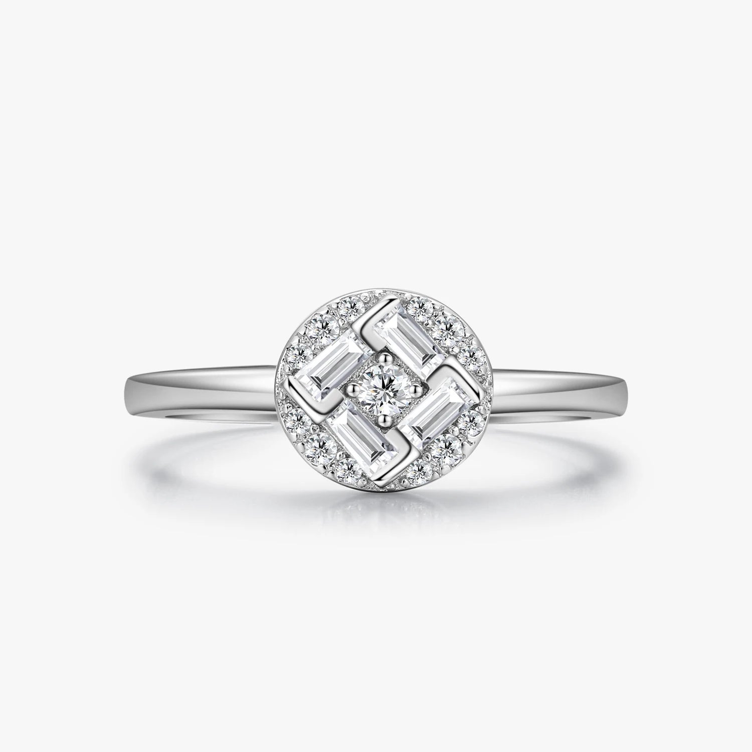 Ailmay Shining Irregular Cubic Zirconia Fashion 925 Sterling Silver Round Rings for Women Wedding Statement Fine Silver Jewelry