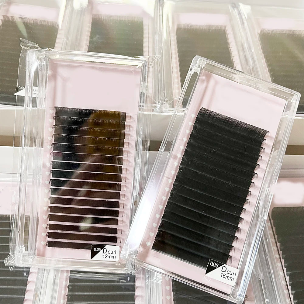 Matte Black Lash Extensions 0.03 0.05 Eyelash Extension Wholesale Mink Volume Lash Extensions Private Label Fluffy Lash Trays