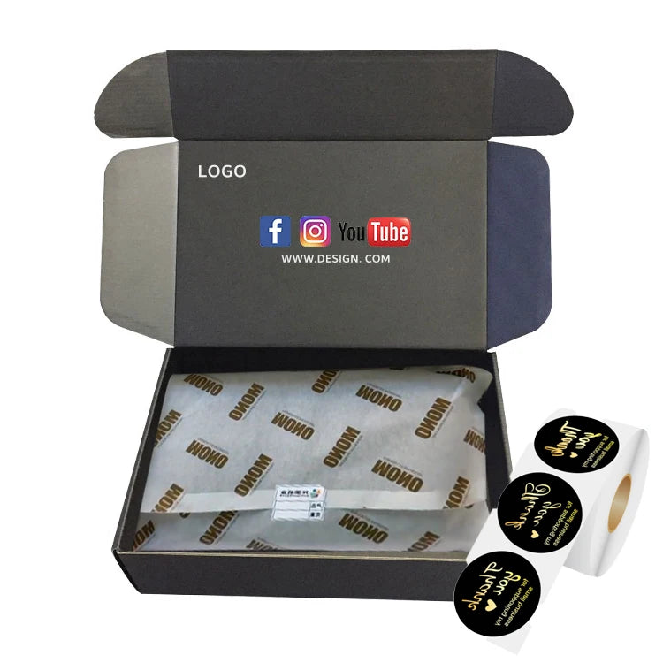 Free Design Factory Customize Corrugated Packaging Boxes Black Mailer Custom logo Mailer Boxes