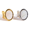 Fashion Personality Brass Gold Plated Wide Opening Adjustable Natural White Fritillaria Oval Rings Women Jewelry Wholesale