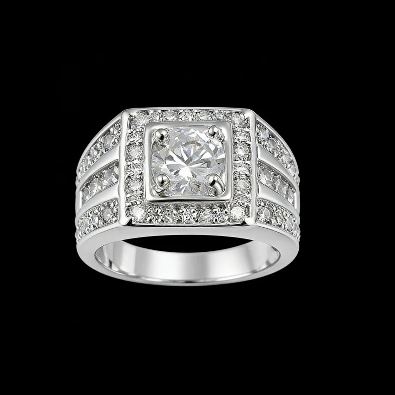 Jasen Amazing Designs Iced Out Cubic Zirconia Stones 925 Sterling Silver Engagement Promise Ring for Love