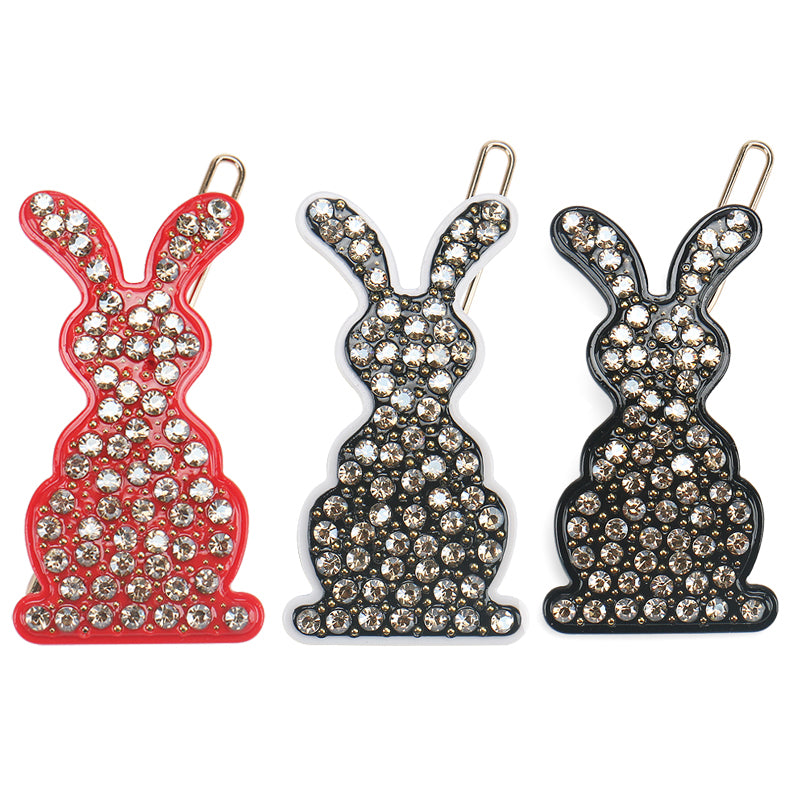 Boutique Accessories China New Year Style Hair Clips Little Rabbit Acetate Hairpin with Rhinestone Rabbit Hair Pin for Girls
