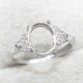 Sterling Silver 8*10mm Semi Mount Ring Empty Frame Blank Support Setting S925 Base Holder Without Center Stone for DIY Inlay