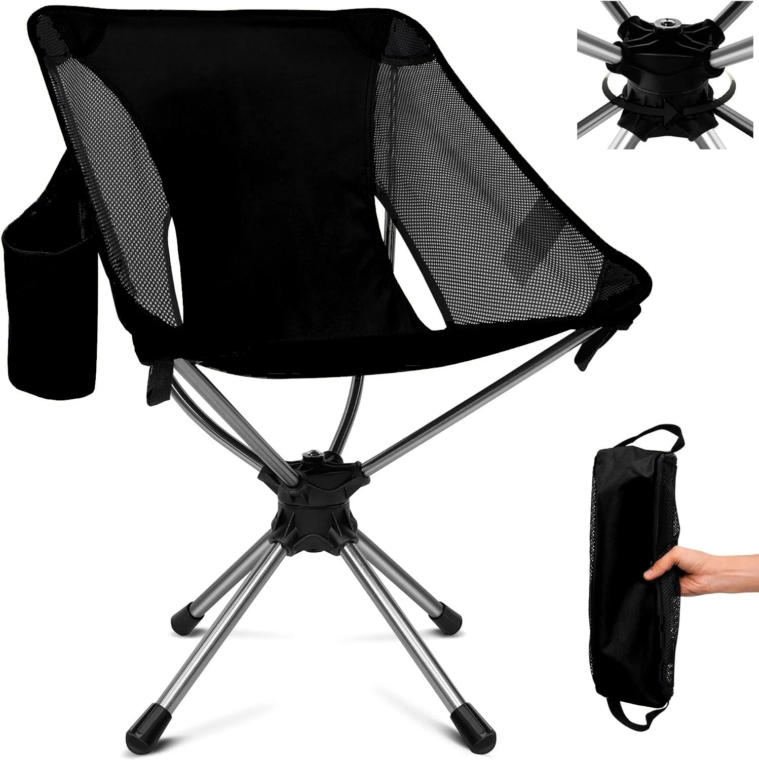 Portable Lightweight 360 Degree Swivel Aluminium Folding Camping Chair for Outdoor Camping Fishing Beach Use for Travel