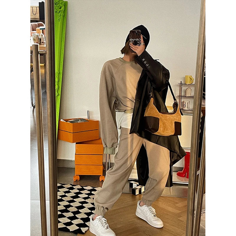 Fall Women Clothes Tracksuits 2 Piece Crop Top Hoodie Sweatshirt Jogger Set Comfy Cotton Fall Lounge Wear Sets Women