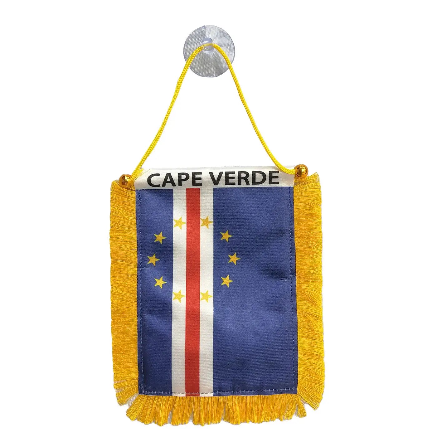 Cheap Custom Satin Cape Verde Mini Car Pennant Flag With Suction Cup for Car Rearview Mirror and Home Decoration