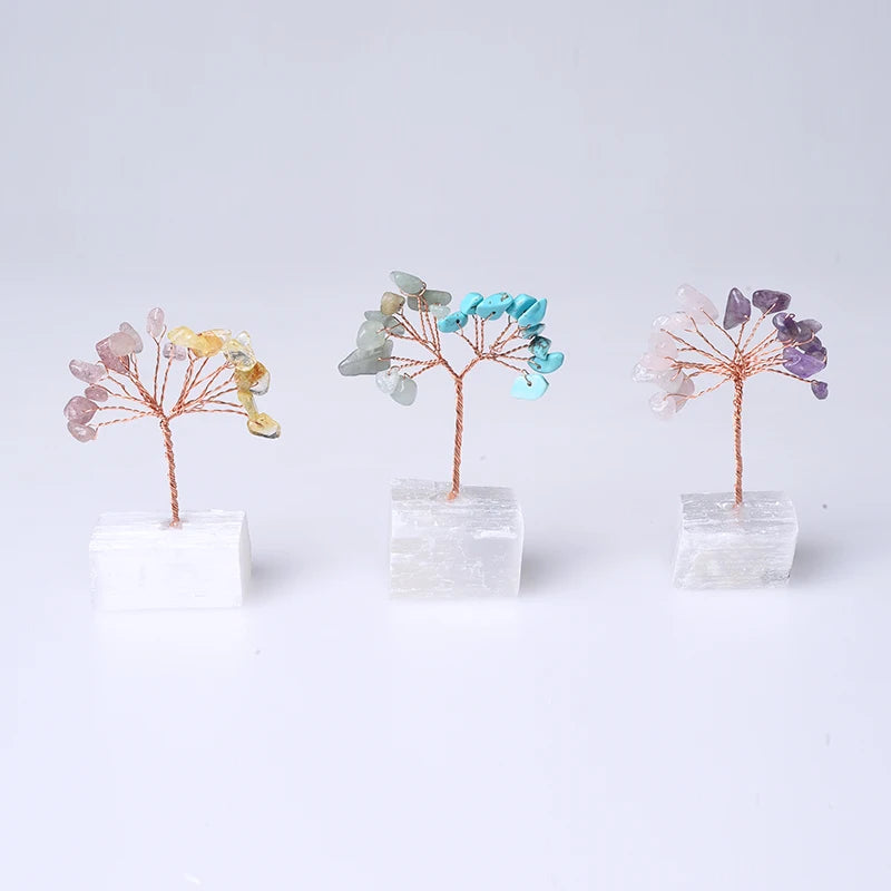 Hot Sale Gemstone Tree Christmas Tree Natural Selenite Base Tree for Wedding Souvenir