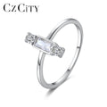 CZCITY Iced Out Geometric Sterling Finger Woman Trendy Jewellery Lady Wedding Luxury 925 Silver Ring