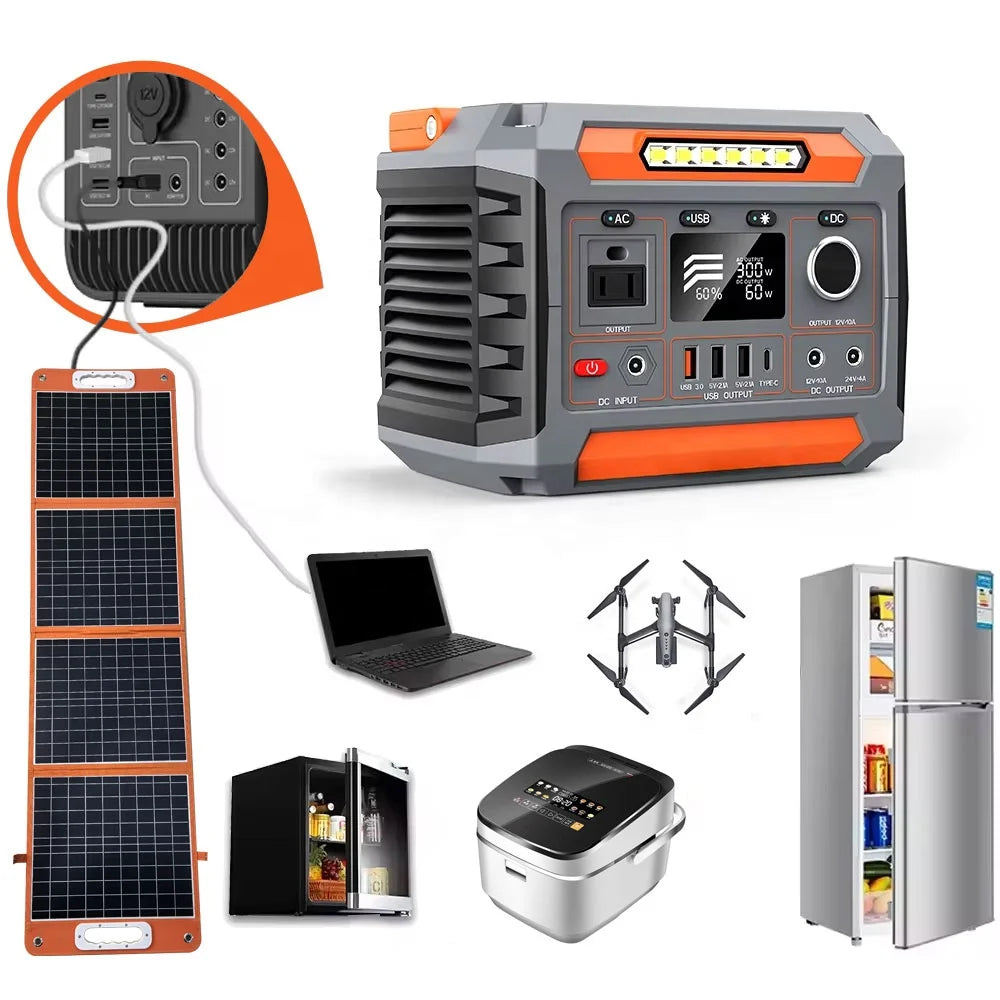 300W Type-C USB AC/DC Portable Power Bank 288Wh Premium  Battery for Outdoor Camping Solar Generator Power Station