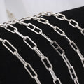 Rectangle Elongated Cable Chain Multi Sizes for Choice S925 Sterling Silver Paperclip Cross Link Chain for DIY Necklace Making