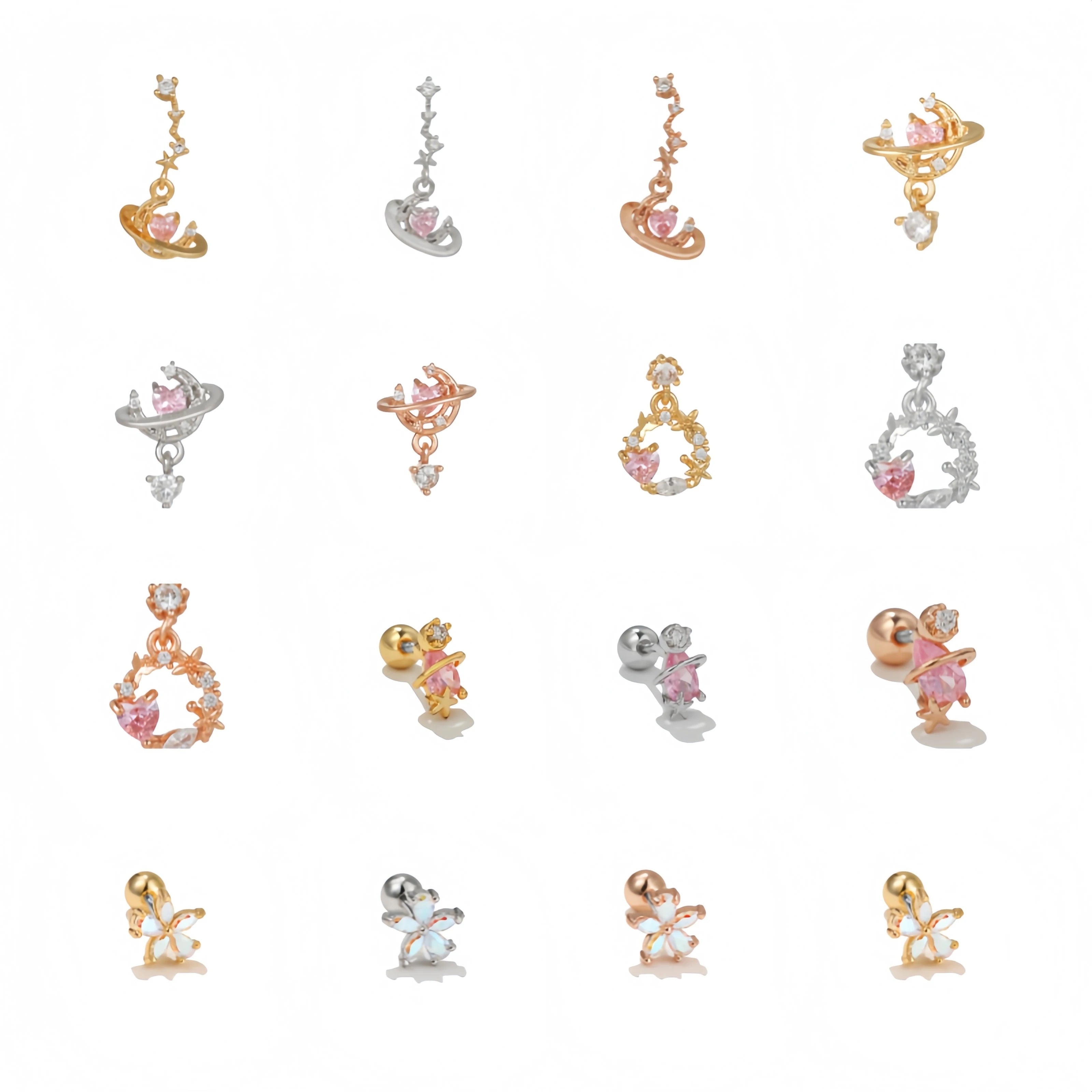 High-quality Korean Zircon Flower Ear Stud Jewelry Wholesale Women Piercing Earrings Gold Plated Starry Sky Brass 18Kgold Trendy
