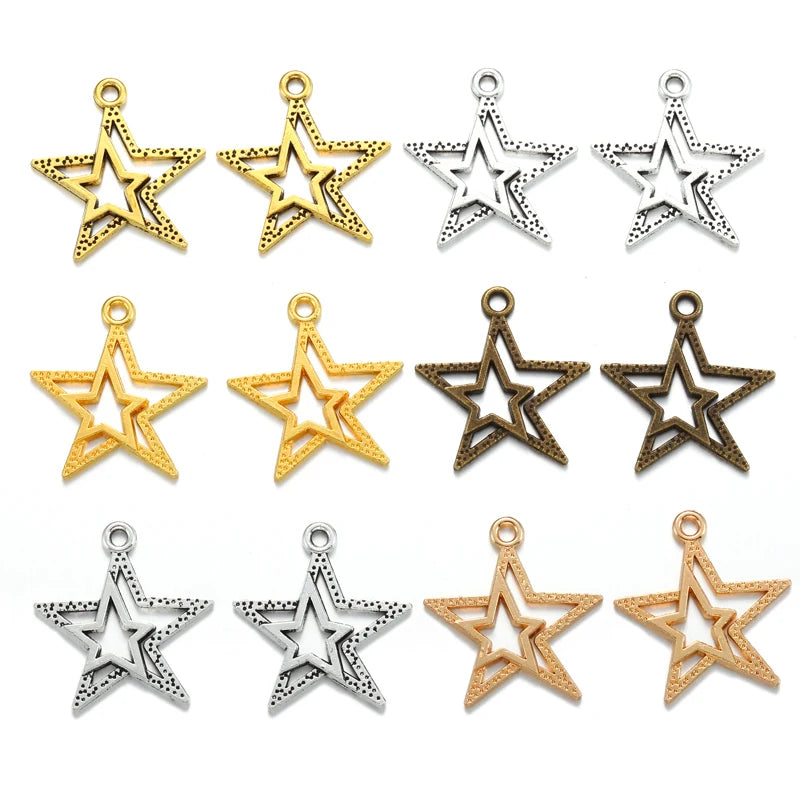 Double Star Charms for Jewelry Making DIY Necklace Bracelets Accessories 22*20mm L322