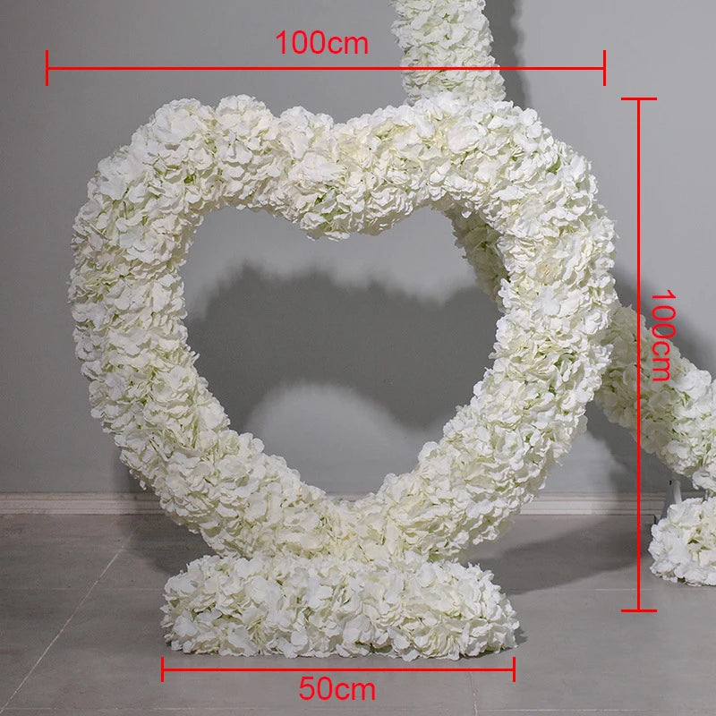 Hot Sale Marry Me Heart Shaped Floral Wedding Decor Arch White Red Artificial Silk Rose Heart Flower heart arch frame