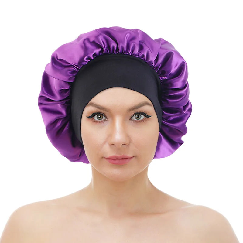 Gathertop Wholesale Hair Accessories Custom Logo Bonnet Solid Sleep Hat Bonnet Elastic Band Turbans Satin Bonnets for Women Men