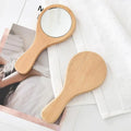 Wholesale Custom Logo Hand Held Mini Round Small Compact Makeup Mirrors Wooden Hand Pocket Cosmetic Handheld Mirror for Travel