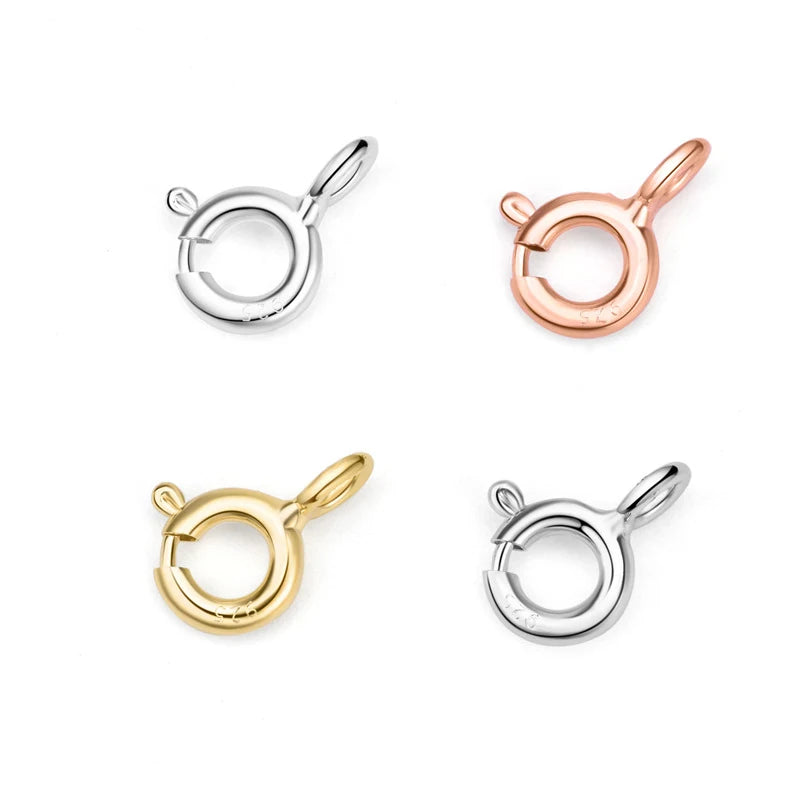 High Quality 925 Silver Spring Clasp 5mm-8mm Wholesale Metal Cord Ends Jewelry Findings & Components for Necklace Bracelet MegaBDM