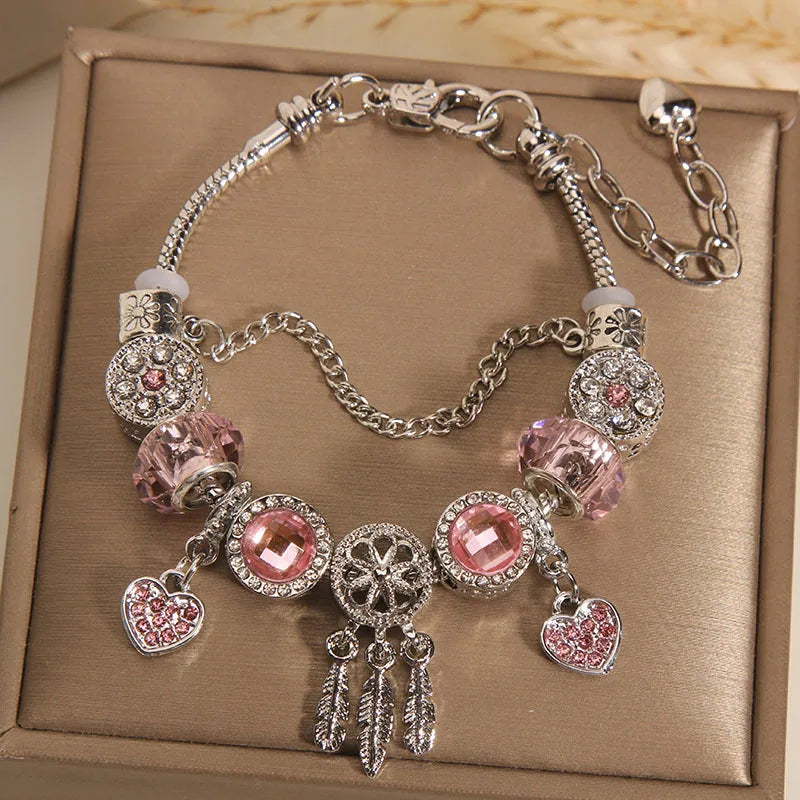 Pink Beaded Bracelet Female Korean Version Temperament Dream Catcher Students Gift Bracelet