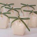 Chinese Manufacturers Folding Wholesale Green Ribbon Decoration Wedding Favors Cream Color Empty Candy Packaging Boxes for Sweet
