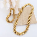 Tarnish Free Stainless Steel 18 k Gold Plated Cuban Chain Bracelet Necklace