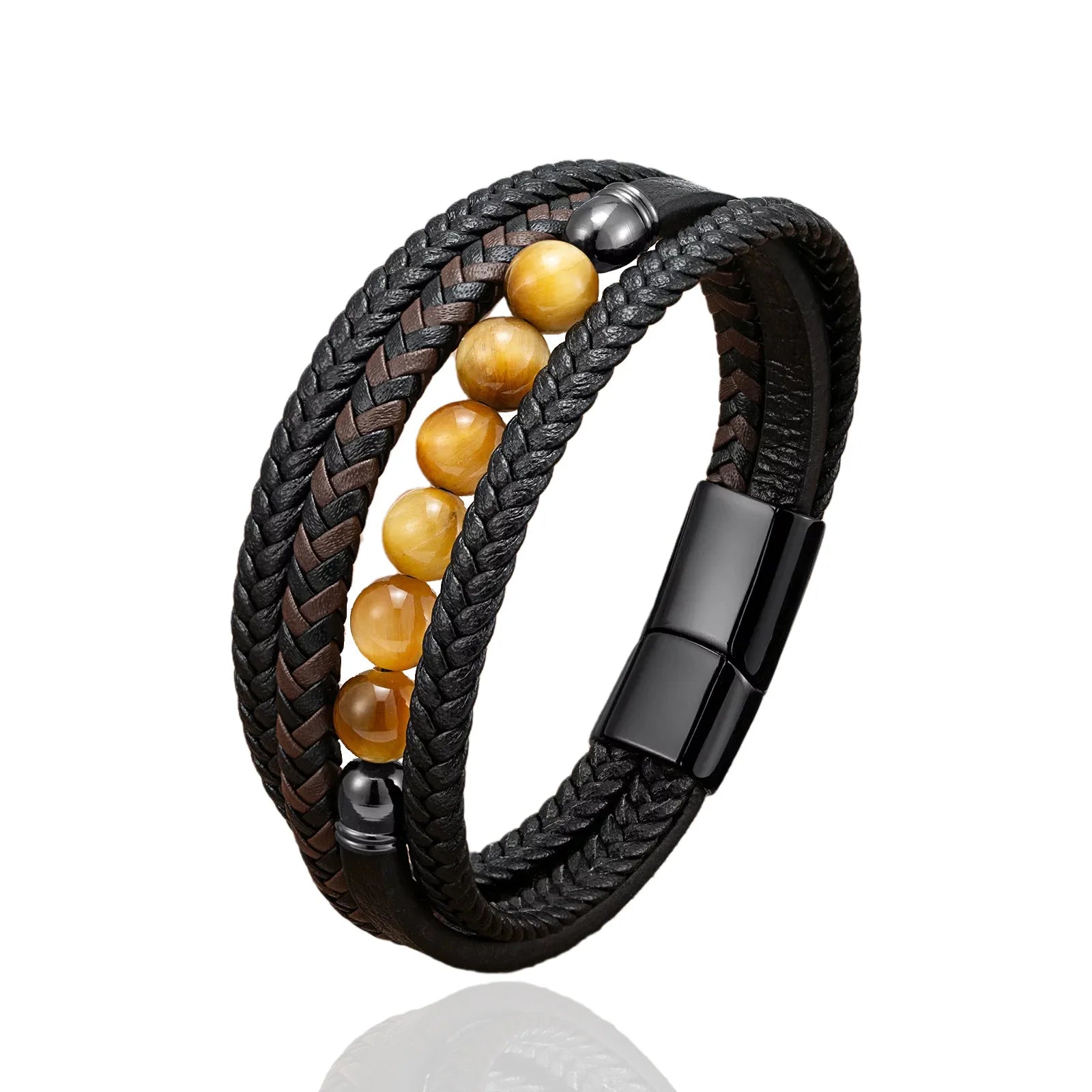 Alin Factory Customized Casual Vintage Fashion Stainless Steel Wrap Bracelets Gold Plated Colorful Beaded Unisex Accessories