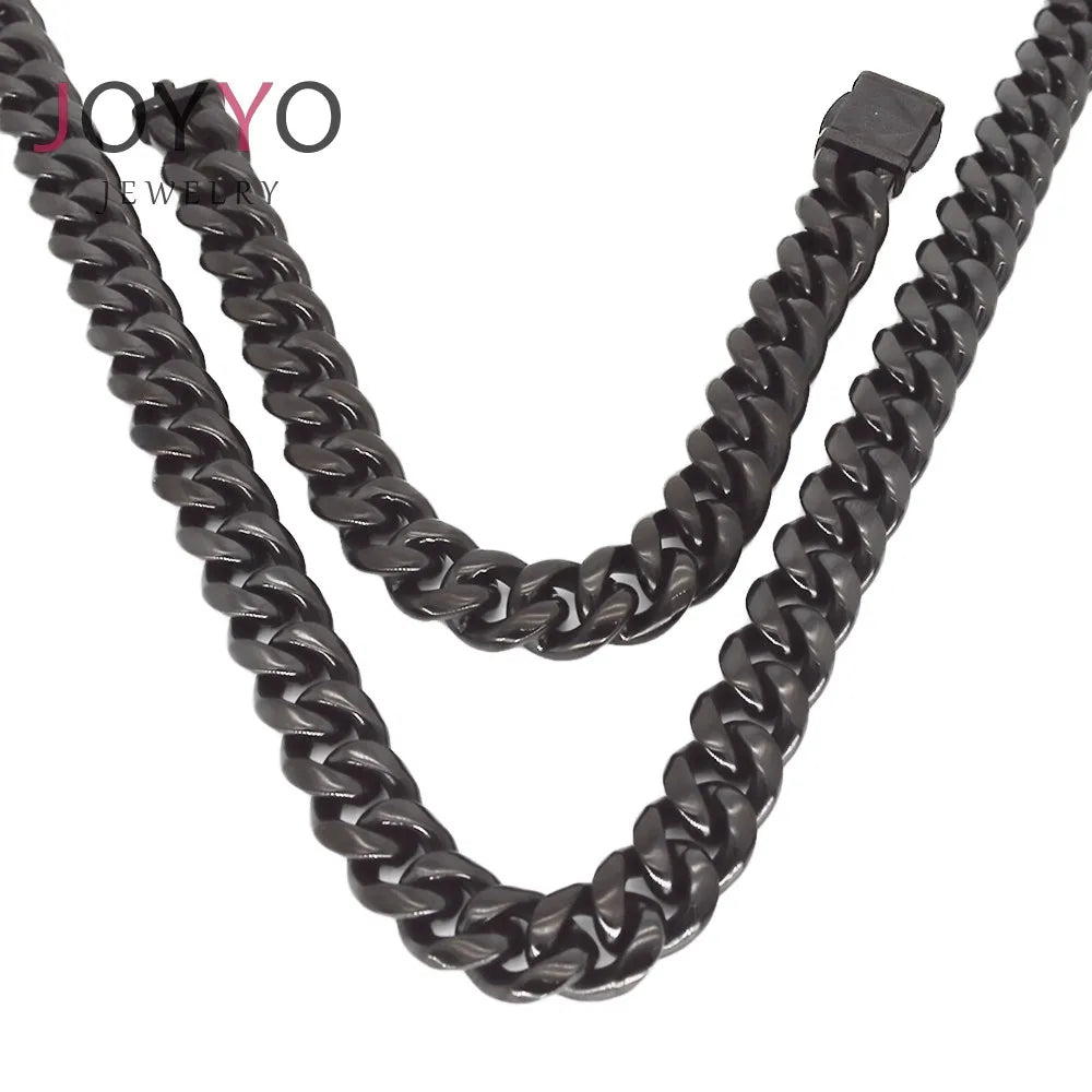 2022 Hot Selling 316 l Stainless Steel Jewelry Set Black Color Hip Hop Men Bracelet Necklace Biker Jewelry
