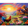 5D DIY Diamond Painting Kit Cock Farm Cross Embroidery Full Diamond 30x40cm/12x16inch Home Decor Gift Landscape Subject