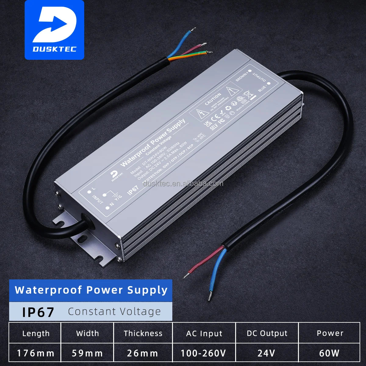 Manufacturer 3 Year Warranty Slim 400W 300W 200W 100W 60W 12V 24V Smart Led Driver Ip67 Led Waterproof Power Supply