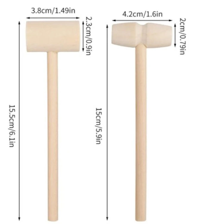 New Year Crafts Wooden Mallet Mini Hammer Knock on the Planet Cake Wooden Hammer