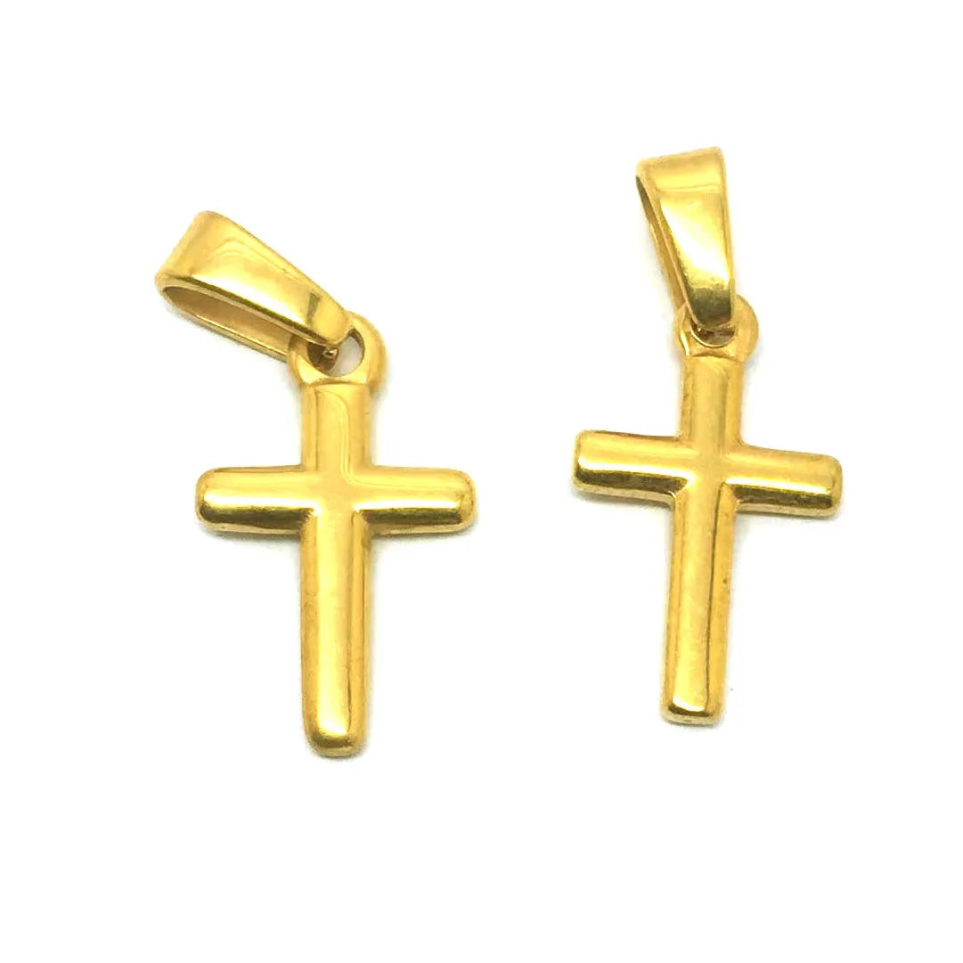 Small Stainless Steel Cross Pendant 15mm Polished Religious Christian Necklace Gold Cross Charm Pendant