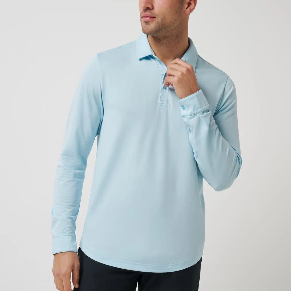 Custom Logo Men's Athletic Fit Soft Lightweight Long Sleeve Stretch Polo Shirts