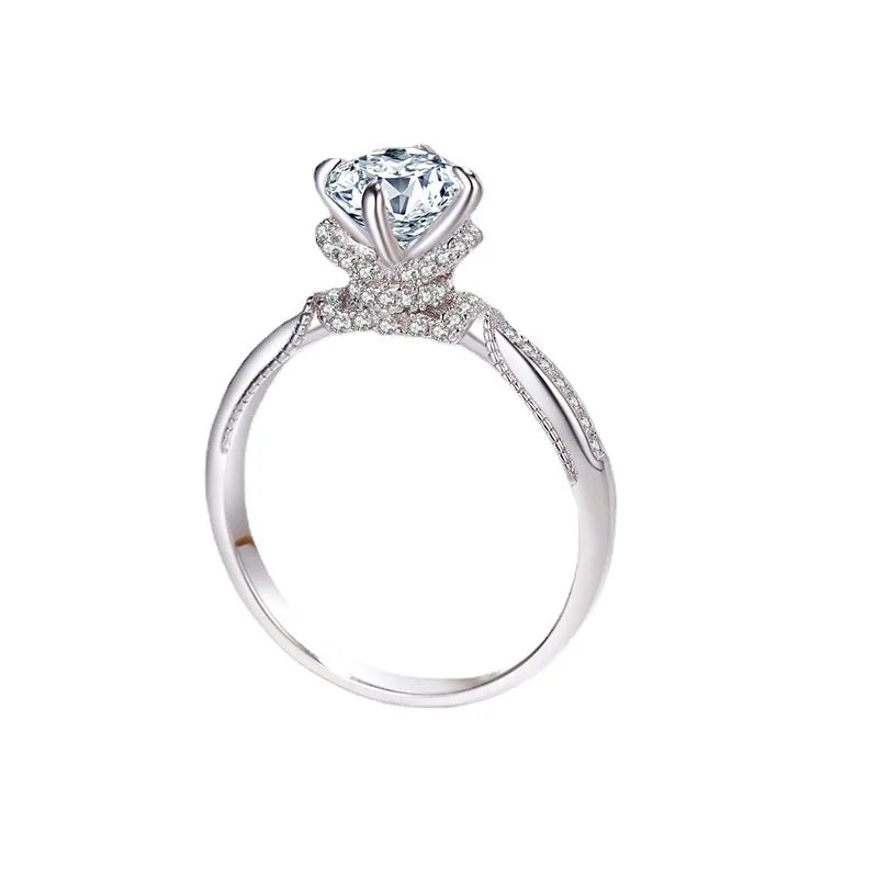 Wish Jewelry Factory Wholesale Iced Out Ring Moissanite Diamond Engagement Sterling Silver 925 Moissanite Ring