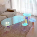 Designer Transparent Acrylic Side Table Colorful Rainbow Clear Iridescent Art Piece Coffee Dining Room Furniture Made Metal